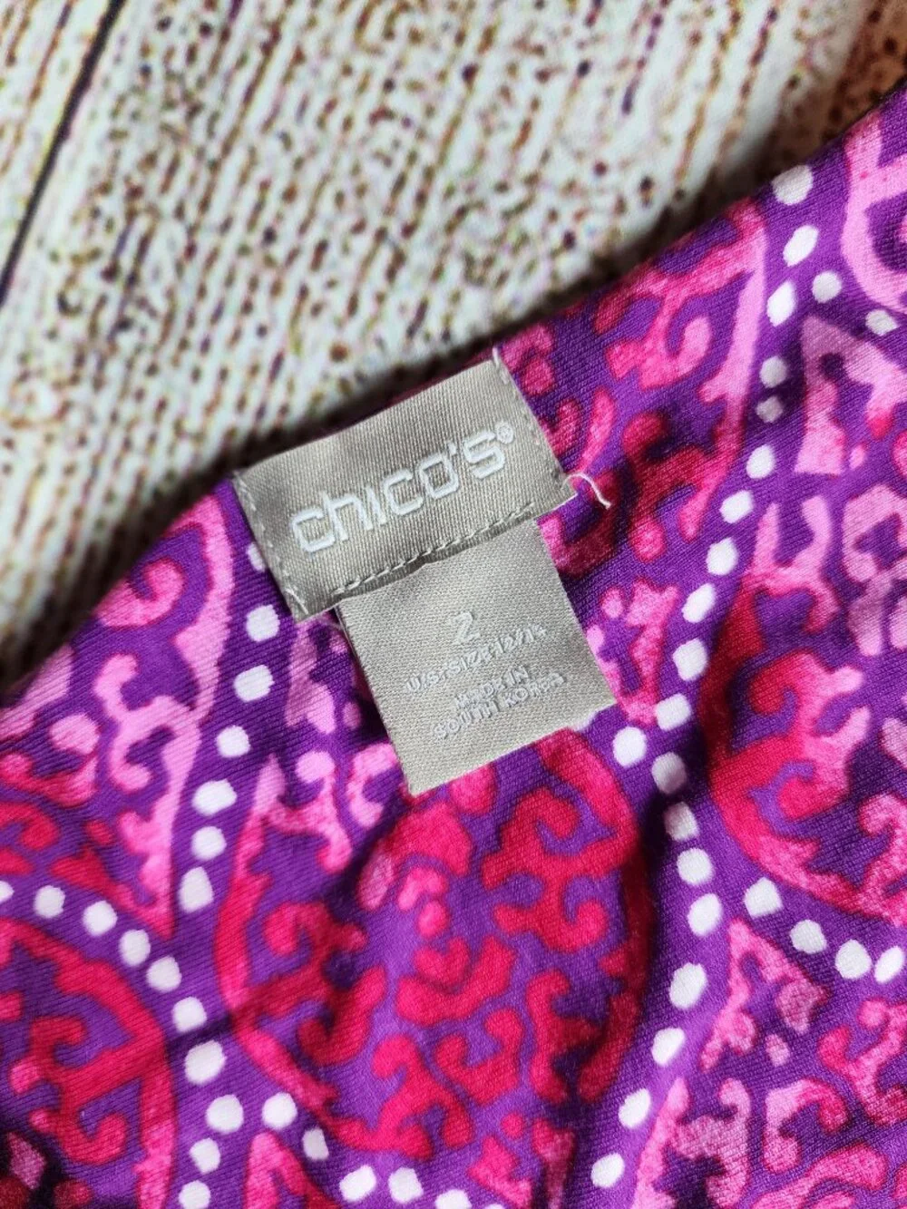 Chico's Vibrant Pink Purple Knot Front Paisley Maxi Dress Size 2 (12/14) Boho - Picture 3 of 12